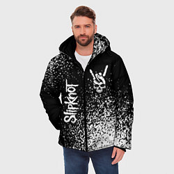 Куртка зимняя мужская Slipknot и рок символ на темном фоне, цвет: 3D-черный — фото 2