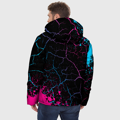Мужская зимняя куртка Barcelona - neon gradient: надпись, символ / 3D-Черный – фото 4