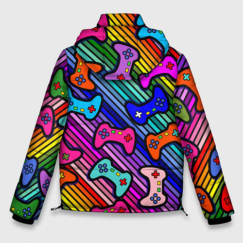 Мужская зимняя куртка Многоцветные полоски с джойстиками / 3D-Красный – фото 2