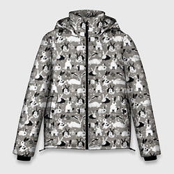 Куртка зимняя мужская Кролики пятнистые, цвет: 3D-черный