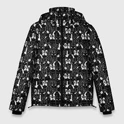 Куртка зимняя мужская Кролики черно-белые, цвет: 3D-черный