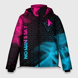Куртка зимняя мужская No Mans Sky - neon gradient: надпись, символ, цвет: 3D-черный
