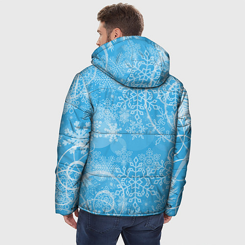 Мужская зимняя куртка Морозный узор на голубом стекле / 3D-Черный – фото 4