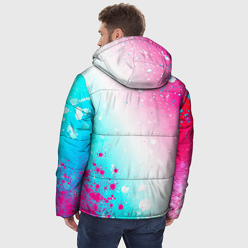 Мужская зимняя куртка Manchester City neon gradient style: надпись, симв / 3D-Черный – фото 4