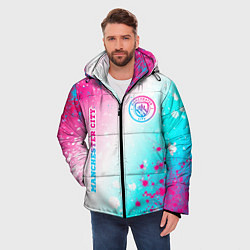 Куртка зимняя мужская Manchester City neon gradient style: надпись, симв, цвет: 3D-черный — фото 2