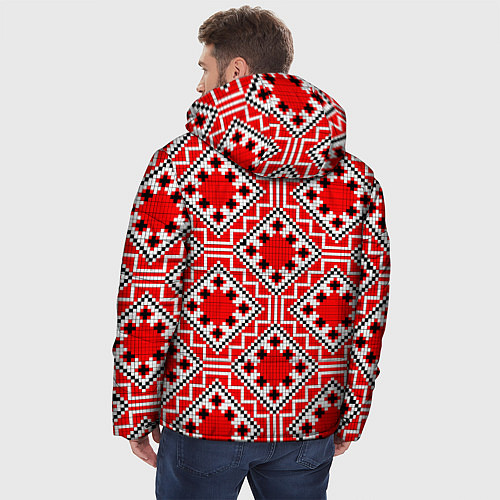 Мужская зимняя куртка Белорусская вышивка - орнамент / 3D-Черный – фото 4
