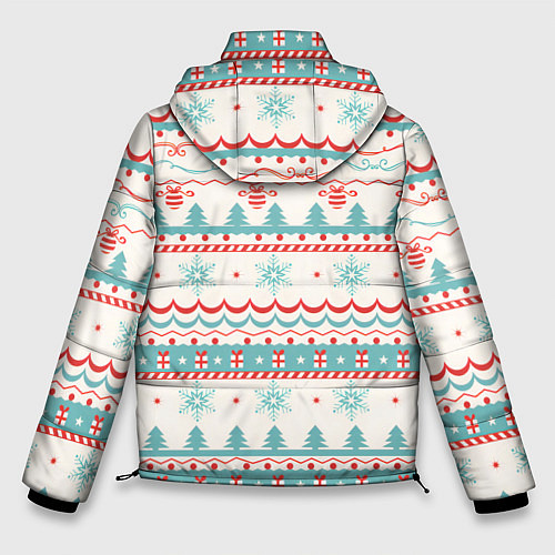 Мужская зимняя куртка Новогодний свитер, но без оленей / 3D-Красный – фото 2
