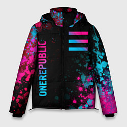 Мужская зимняя куртка OneRepublic - neon gradient: надпись, символ