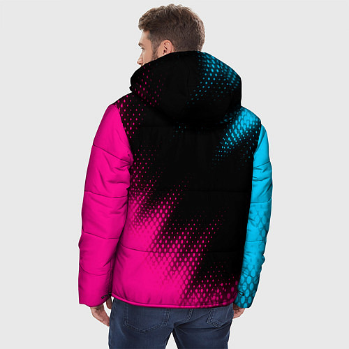 Мужская зимняя куртка Audi - neon gradient: надпись, символ / 3D-Черный – фото 4