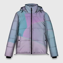 Куртка зимняя мужская Розовые и голубые волны, цвет: 3D-светло-серый