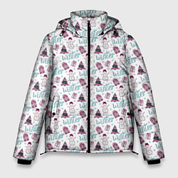 Куртка зимняя мужская Паттерн Новогодний, цвет: 3D-светло-серый
