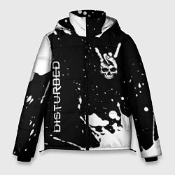 Куртка зимняя мужская Disturbed и рок символ на темном фоне, цвет: 3D-черный