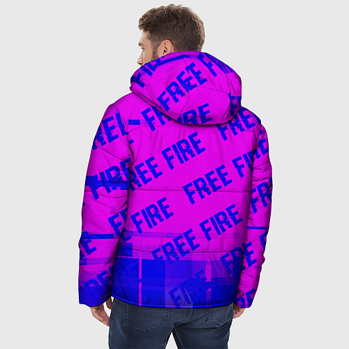 Мужская зимняя куртка Free Fire glitch text effect: паттерн / 3D-Черный – фото 4