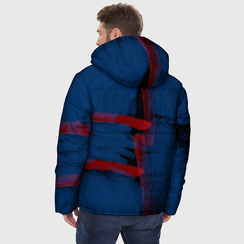 Мужская зимняя куртка Абстрактный сине-красный / 3D-Черный – фото 4