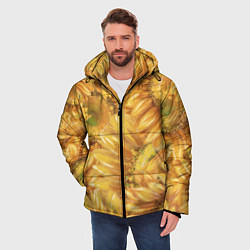 Куртка зимняя мужская Подсолнухи, цвет: 3D-черный — фото 2