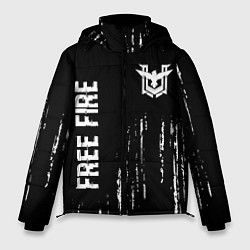 Куртка зимняя мужская Free Fire glitch на темном фоне: надпись, символ, цвет: 3D-черный