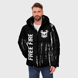 Куртка зимняя мужская Free Fire glitch на темном фоне: надпись, символ, цвет: 3D-черный — фото 2