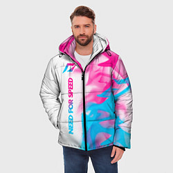 Куртка зимняя мужская Need for Speed neon gradient style: по-вертикали, цвет: 3D-черный — фото 2