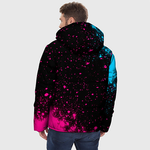 Мужская зимняя куртка Cyberpunk 2077 - neon gradient: надпись, символ / 3D-Черный – фото 4