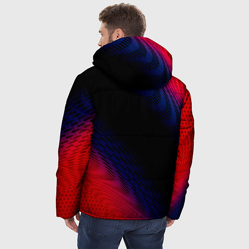 Мужская зимняя куртка BMW красный карбон / 3D-Черный – фото 4