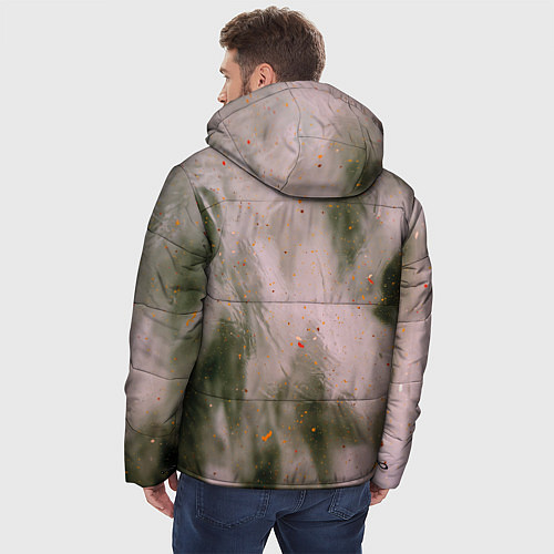 Мужская зимняя куртка Абстрактный туман и следы красок / 3D-Черный – фото 4