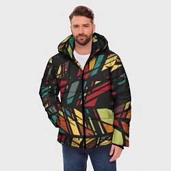 Куртка зимняя мужская Абстракция в разноцветных линиях, цвет: 3D-светло-серый — фото 2