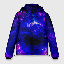 Куртка зимняя мужская Неоновый космос со звездами, цвет: 3D-черный