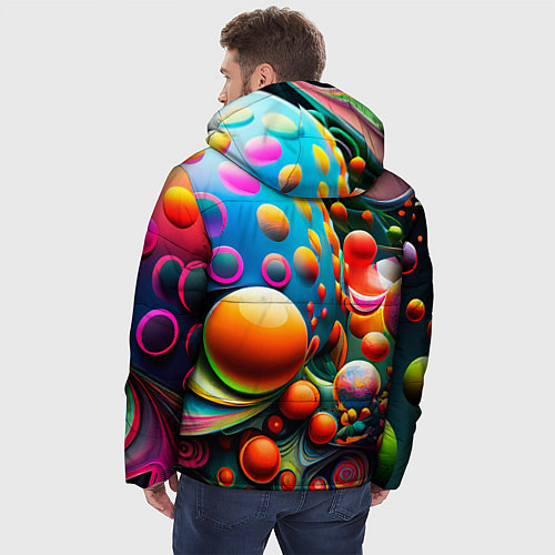 Мужская зимняя куртка Абстрактные космические шары / 3D-Черный – фото 4