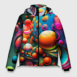 Куртка зимняя мужская Абстрактные космические шары, цвет: 3D-черный