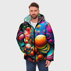 Куртка зимняя мужская Абстрактные космические шары, цвет: 3D-черный — фото 2