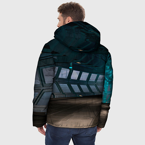 Мужская зимняя куртка Коридор космической станции / 3D-Черный – фото 4