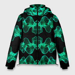 Куртка зимняя мужская Зелёные абстрактные полосы фракталов, цвет: 3D-светло-серый