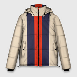 Куртка зимняя мужская Полосы триколор синий красный, цвет: 3D-черный