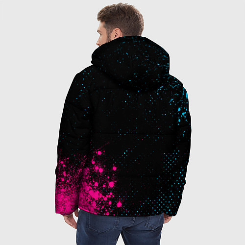 Мужская зимняя куртка Queen - neon gradient: надпись, символ / 3D-Черный – фото 4