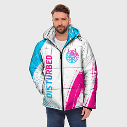 Куртка зимняя мужская Disturbed neon gradient style: надпись, символ, цвет: 3D-черный — фото 2