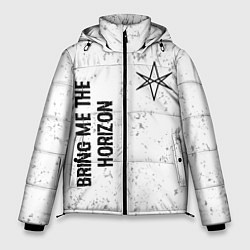 Куртка зимняя мужская Bring Me the Horizon glitch на светлом фоне: надпи, цвет: 3D-черный