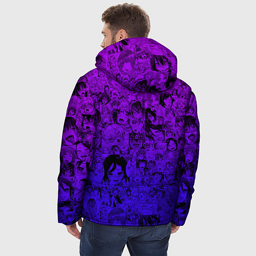 Мужская зимняя куртка Ахегао яркий градиент / 3D-Черный – фото 4