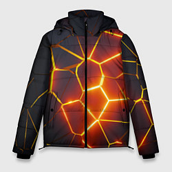 Куртка зимняя мужская Огненные трещины, цвет: 3D-черный
