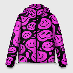 Куртка зимняя мужская Кислотный розовый в смайликах, цвет: 3D-черный