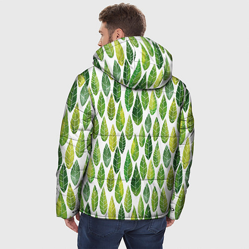 Мужская зимняя куртка Акварельные листья / 3D-Черный – фото 4