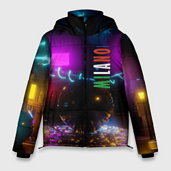 Куртка зимняя мужская Неоновые улицы ночного Милана, цвет: 3D-черный