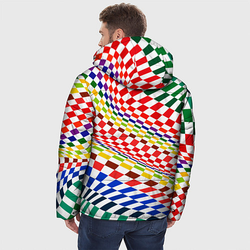 Мужская зимняя куртка Разноцветная оптическая иллюзия / 3D-Черный – фото 4