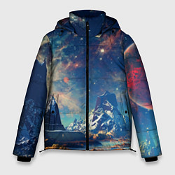 Куртка зимняя мужская Горы и бескрайний космос, цвет: 3D-красный