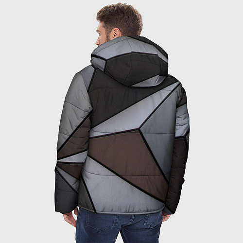 Мужская зимняя куртка Металлическая геометрическая броня / 3D-Черный – фото 4