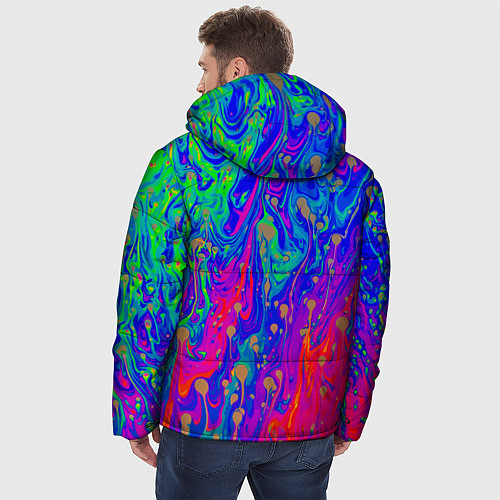 Мужская зимняя куртка Разноцветная импрессивная композиция / 3D-Черный – фото 4