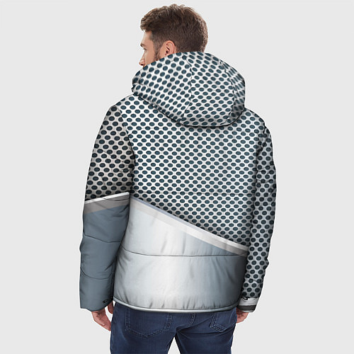Мужская зимняя куртка Текстура объёмного металла / 3D-Светло-серый – фото 4