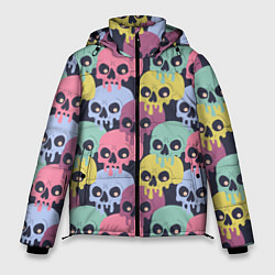 Куртка зимняя мужская Черепа разноцветные спрей, цвет: 3D-черный