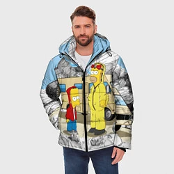 Куртка зимняя мужская Барт Симпсон и его папаша, цвет: 3D-красный — фото 2
