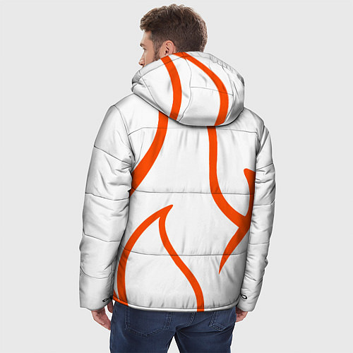 Мужская зимняя куртка Огненные красные полосы / 3D-Черный – фото 4