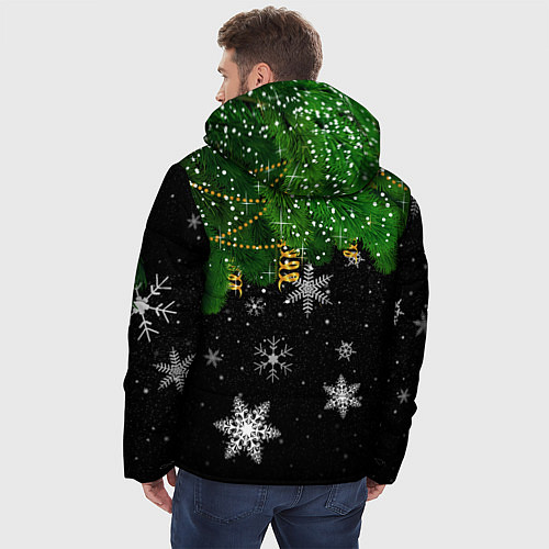 Мужская зимняя куртка Новогодние шарики / 3D-Черный – фото 4